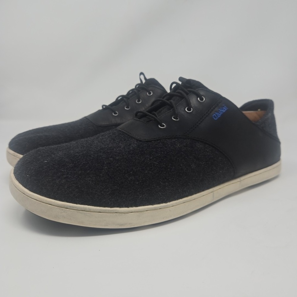 OluKai Nohea Moku Hulu Boat‎ Shoes Mens Size 11 Wool Charcoal Slip On Comfort